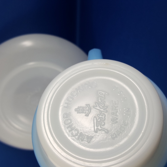 VTG Fire-King BLUE MOSAIC Cup Saucer set by Anchor Hocking, USA, 1960s - Picture 8 of 8